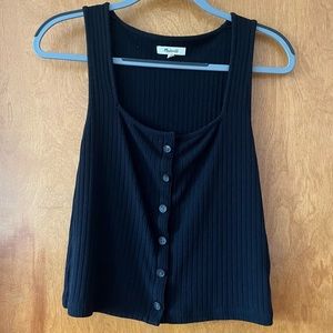 Madewell black button up tank